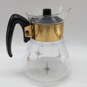 Vintage Corning Atomic Starburst 60s Glass Coffee Carafe